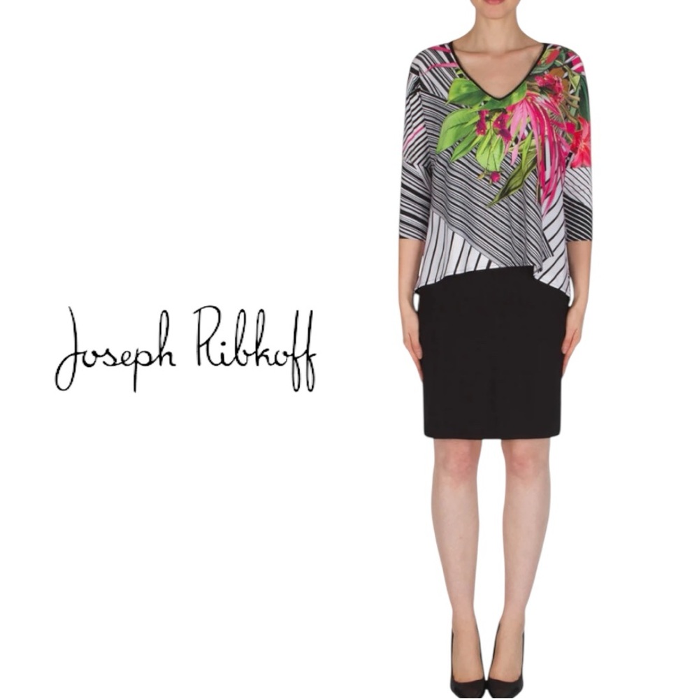 Joseph Ribkoff NWT Tropical Layered Dress Size 18 Floral